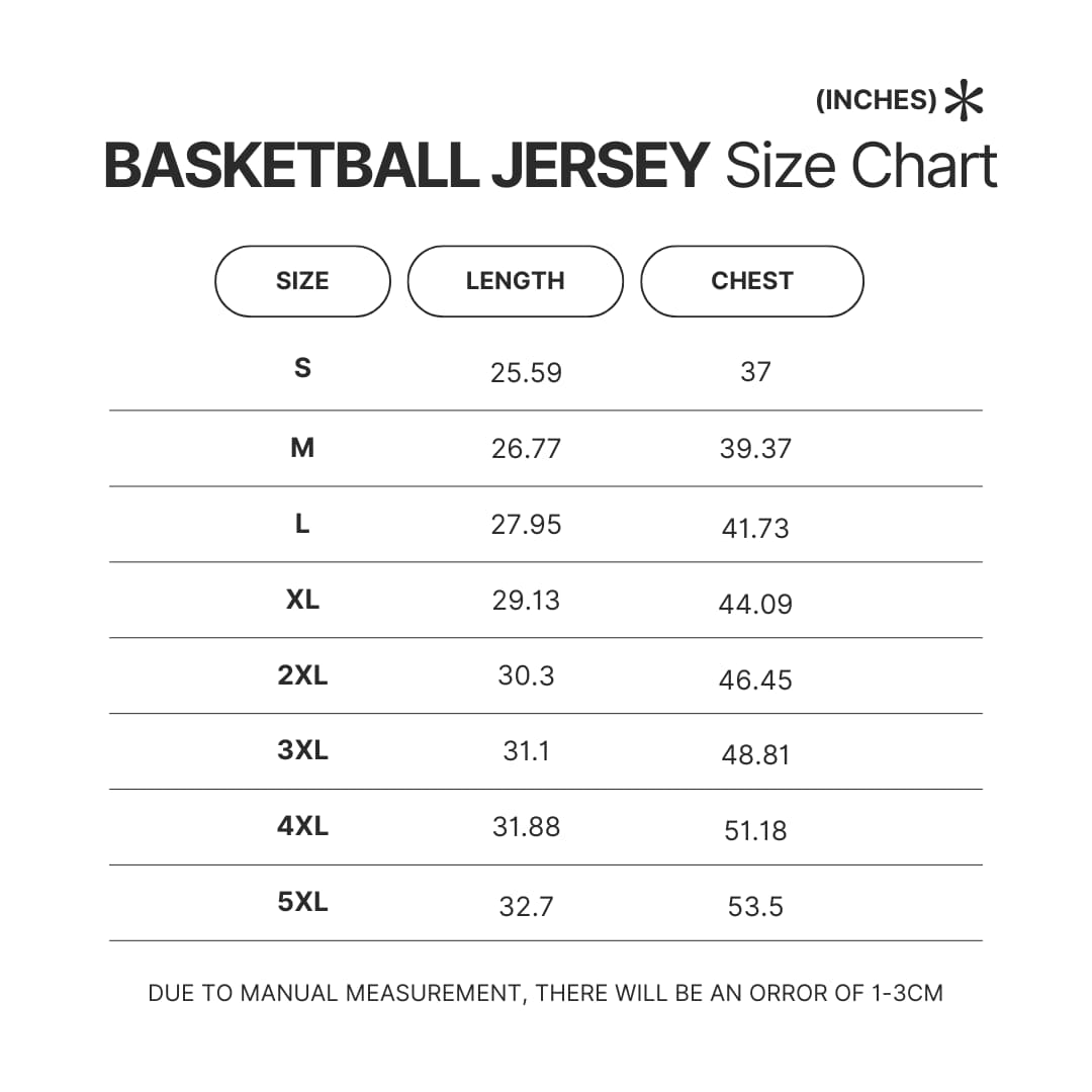 Basketball Jersey Size Chart 1 - Lorna Shore Shop