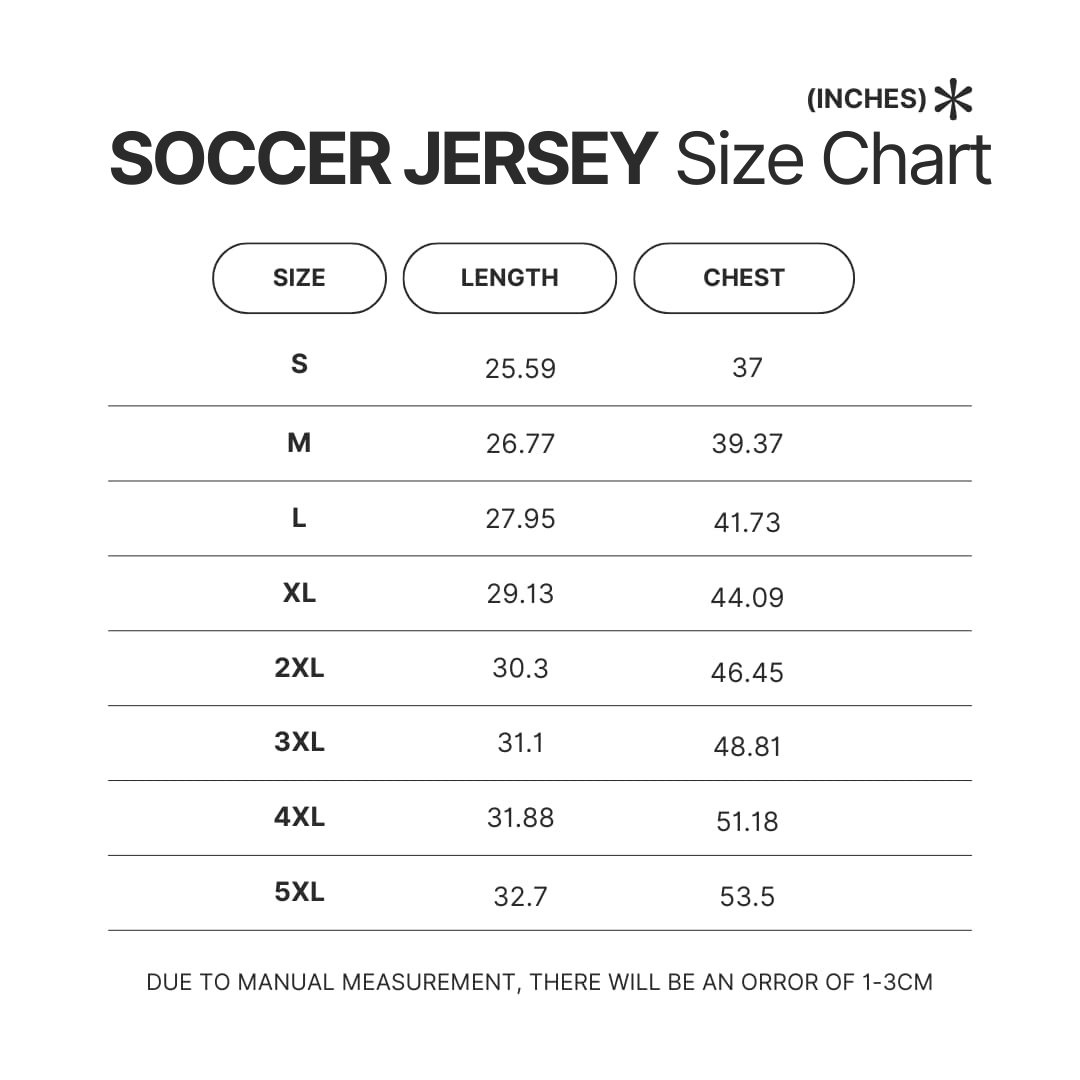 Soccer Jersey Size Chart - Lorna Shore Shop