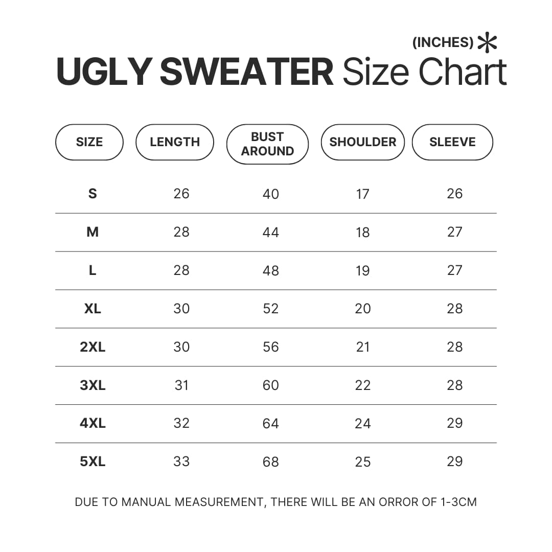 Ugly Sweater Size Chart 1 - Lorna Shore Shop