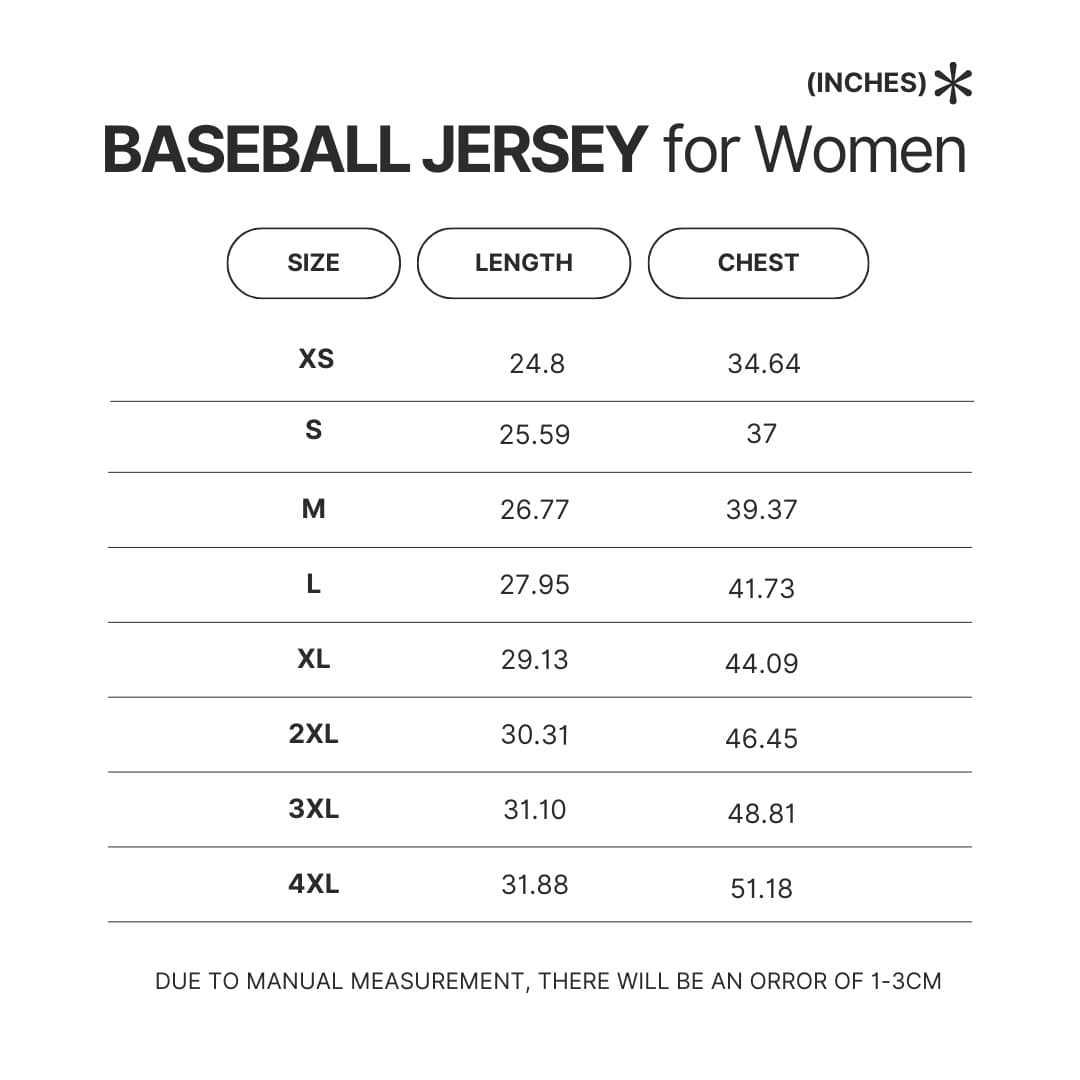 Women Baseball Jersey Size Chart - Lorna Shore Shop