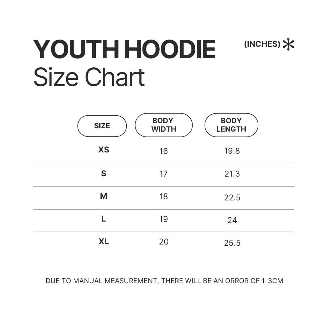 Youth Hoodie Size Chart - Lorna Shore Shop