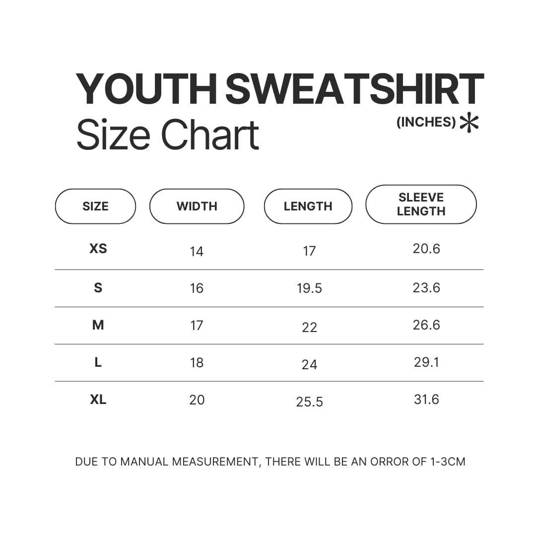 Youth Sweatshirt Size Chart - Lorna Shore Shop