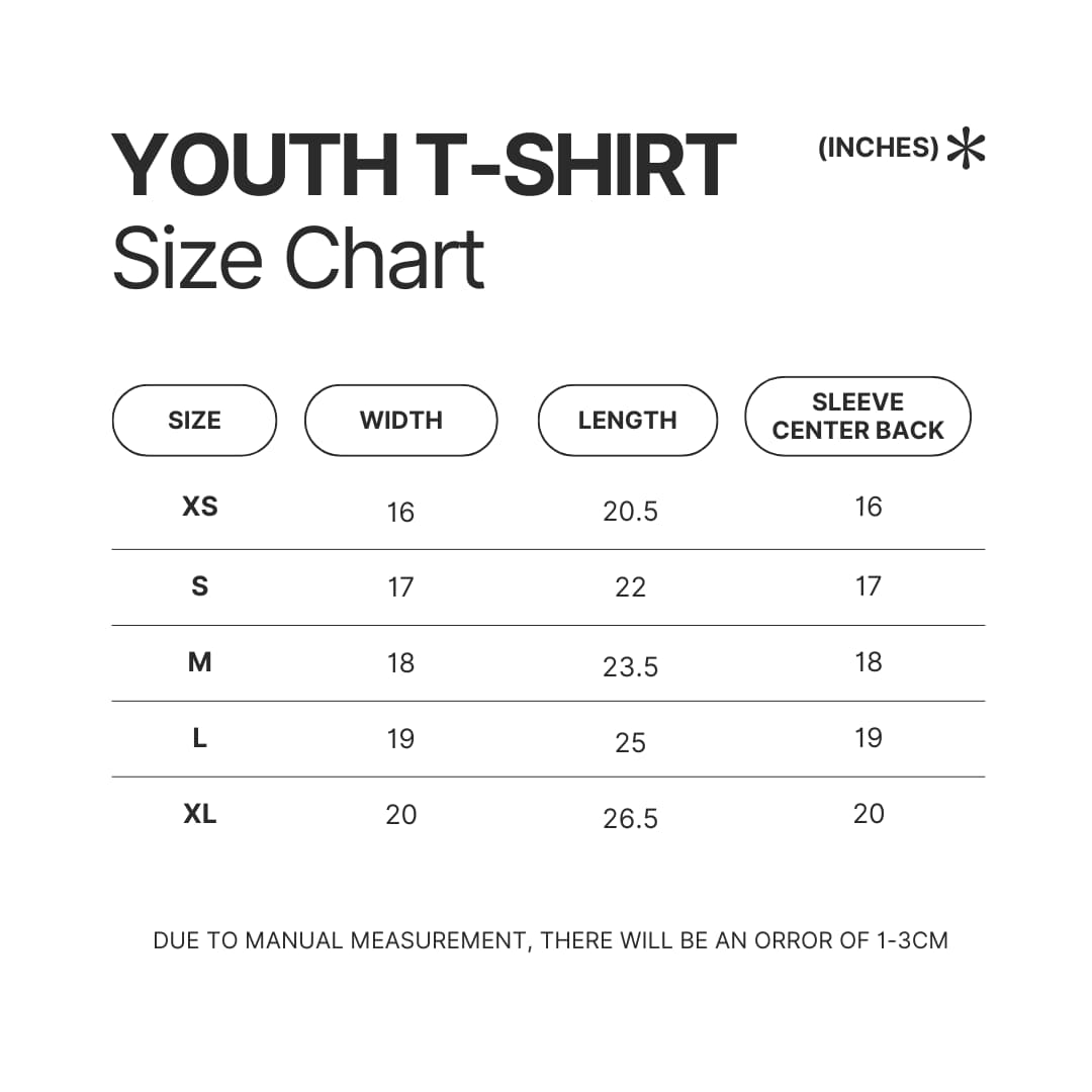 Youth T shirt Size Chart - Lorna Shore Shop