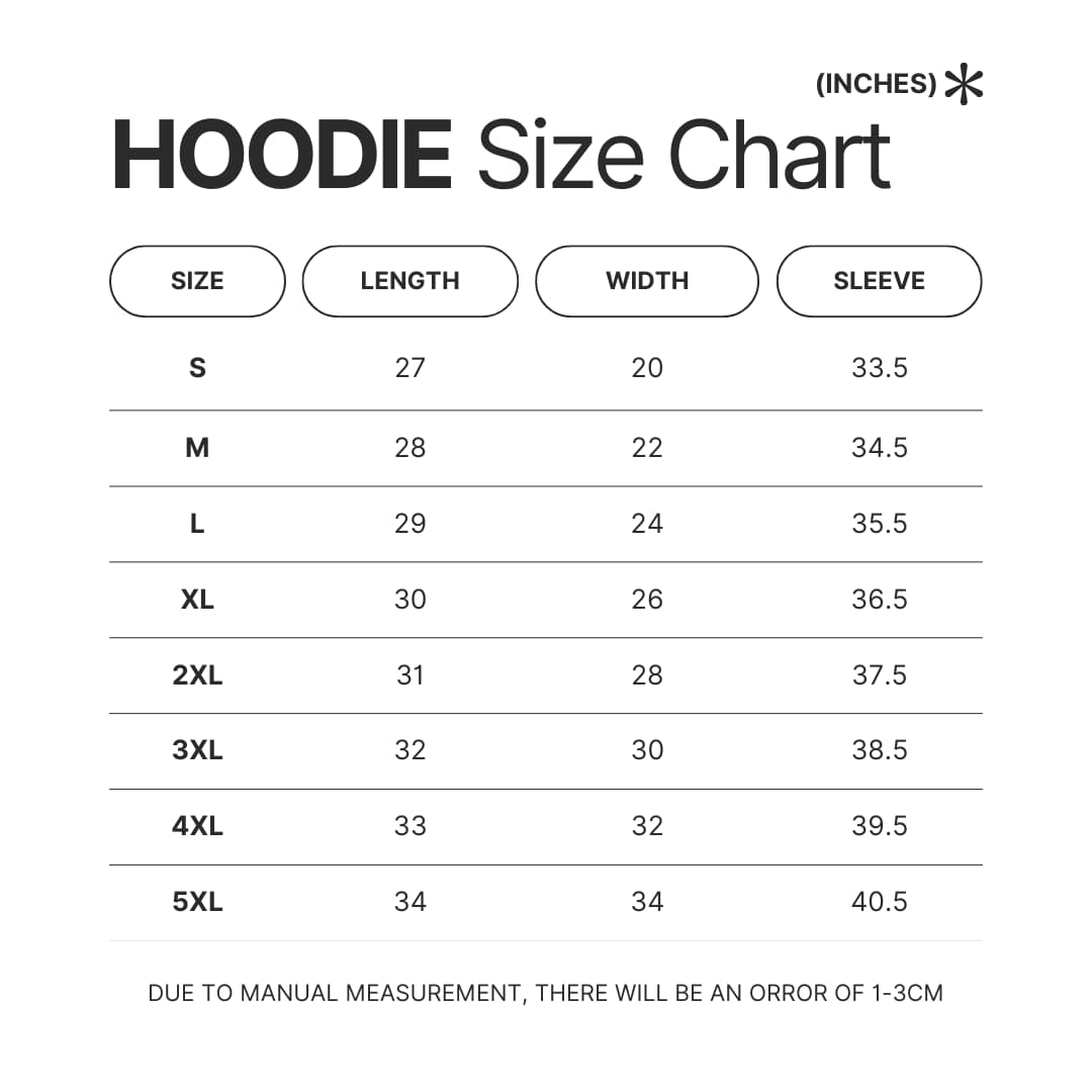 Hoodie Size Chart - Lorna Shore Shop