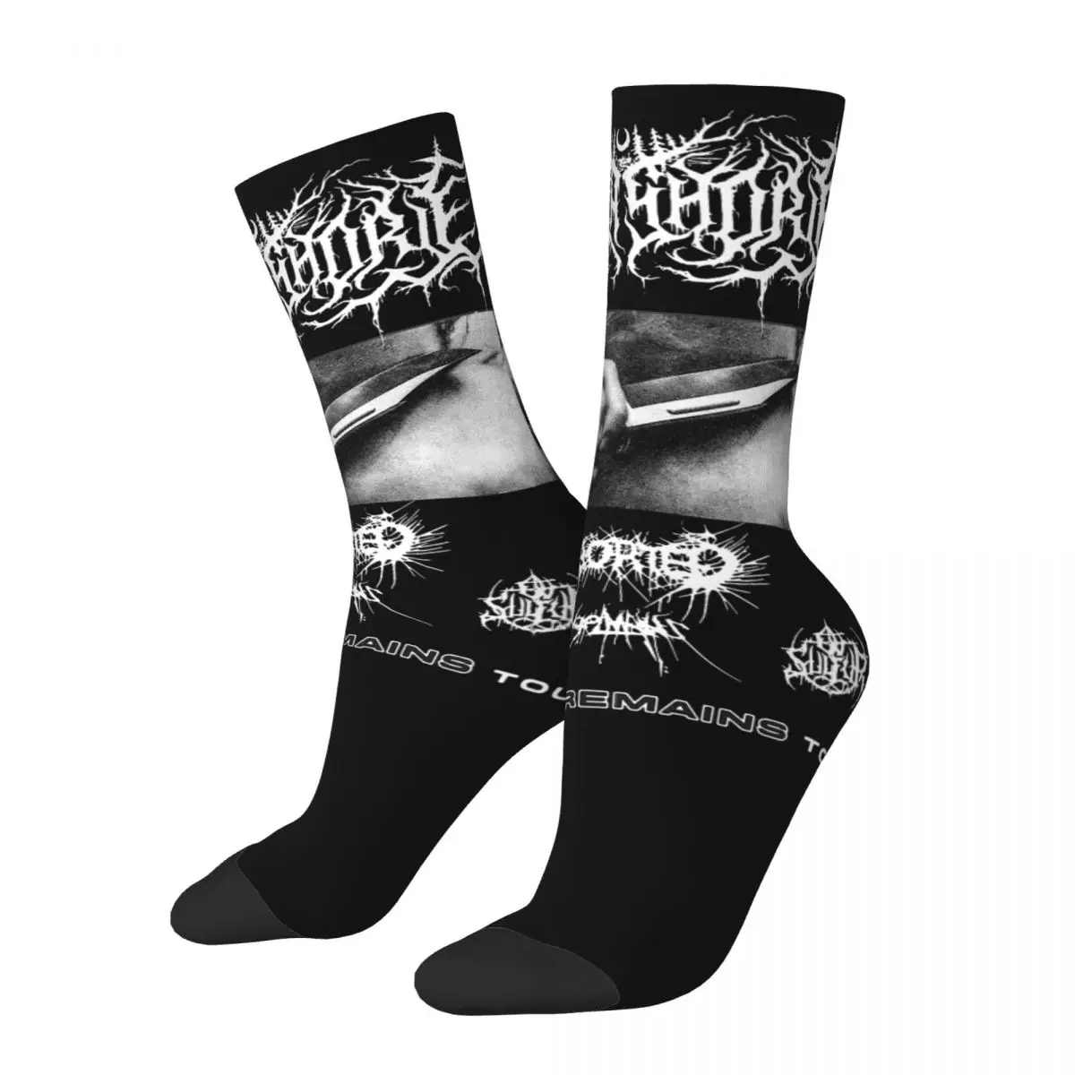 Heavy Metal Music Hip Hop Vintage Lorna Shore Happy Seamless Pattern Printed Boys Crew compression Sock - Lorna Shore Shop